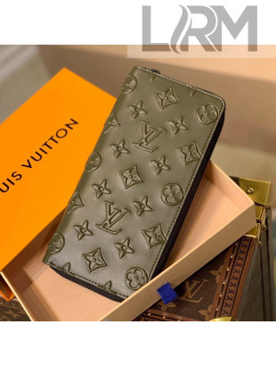 Louis Vuitton Zippy Vertical Wallet in Monogram Seal Leather M80505 Green 2021