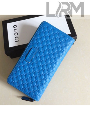 Gucci GG Leather Zip Long Wallet 449396 Blue 2021