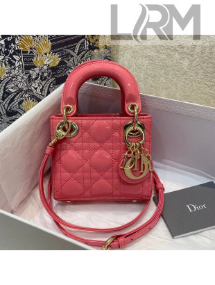 Dior Micro Lady Dior Bag in Peony Pink Cannage Patent Leather 2021 M6007