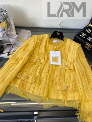 Chanel Tweed Jacket CHJ021907 Yellow 2022