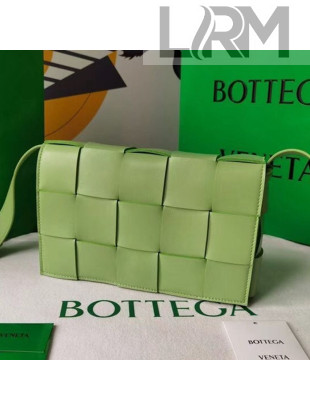 Bottega Veneta Cassette Small Crossbody Messenger Bag in Maxi Weave Light Green 2021