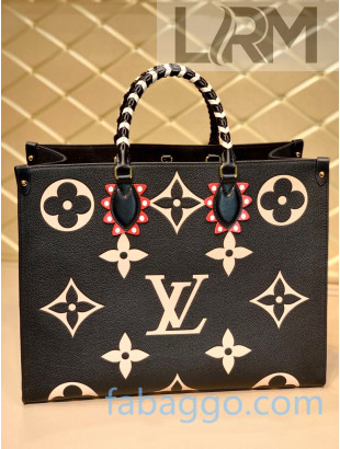 Louis Vuitton Crafty OnTheGo GM Oversized Monogram Tote Bag with Braided Handle M45373 Black 2020