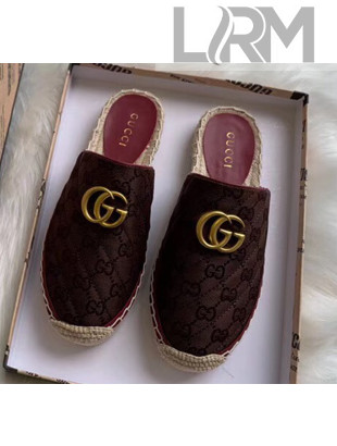 Gucci GG Matelassé Canvas Espadrille Slipper Chocolate 2020