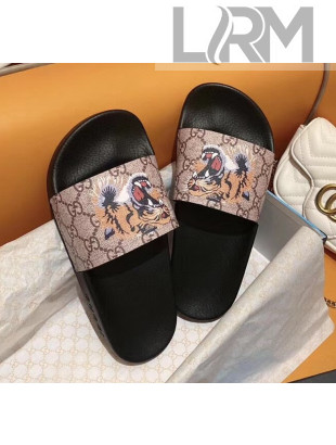 Gucci GG Tiger Print Slide Sandal Brown 02 2020(For Women and Men)