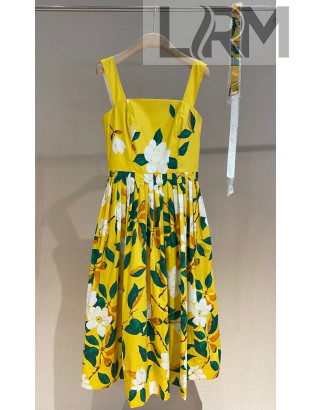 Oscar De La Flowers Dress DS021910 Yellow 2022