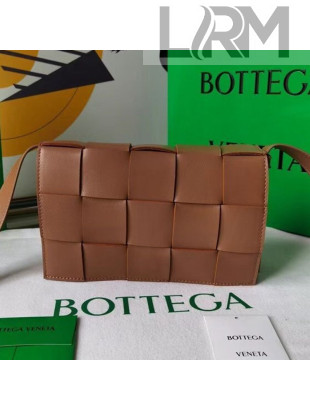 Bottega Veneta Cassette Small Crossbody Messenger Bag in Maxi Weave Caramel Brown 2021