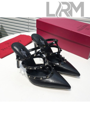 Valentino Heel Rockstud Mule Sandal 95mm Black 2019