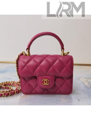 Chanel Lambskin Flap Coin Purse with Chain AP2200 Hot Pink 2021