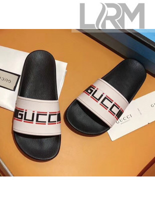 Gucci Stripe Rubber Slide Sandal 524984 Black/White 2020(For Women and Men)