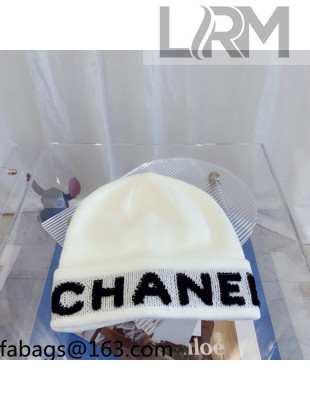Chanel Cotton Knit Hat White 2021 110554