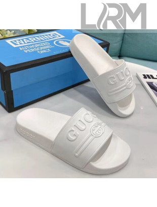 Gucci Logo Rubber Slide Sandal 522887 White 2020(For Women and Men)