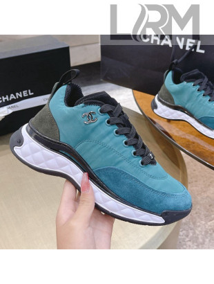 Chanel Nylon and Suede Sneakers G38035 Blue 2021 01