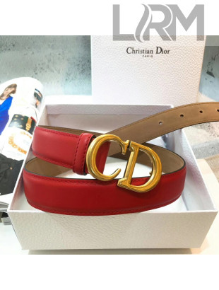 Dior Leather 3cm Belt with CD Buckle Red 010 2019