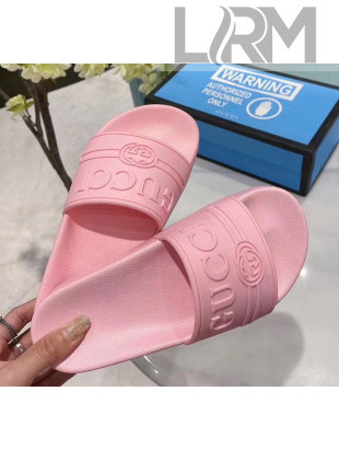 Gucci Logo Rubber Slide Sandal 522887 Pink 2020(For Women and Men)