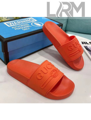 Gucci Logo Rubber Slide Sandal 522887 Orange 2020(For Women and Men)