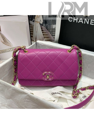 Chanel Quilted Lambskin Entwined Chain Medium Flap Bag AS2318 Purple 2021