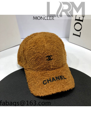 Chanel Shearling Baseball Hat Brown 2021 110560