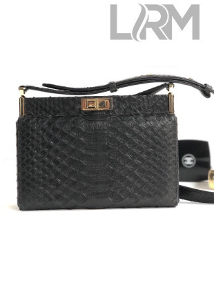 Chanel Python Leather Reissue Clutch Bag A57388 Black 2018