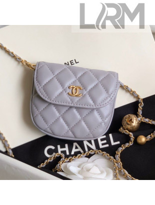 Chanel Quilted Lambskin Mini Flap Waist Bag with Metal Ball AP1461 Gray 2020