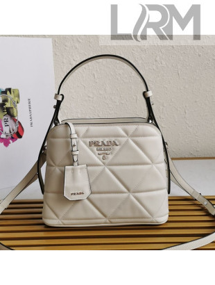 Prada Spectrum Small Quilted Leather Shoulder Bag 1BA311 Chalk White 2020