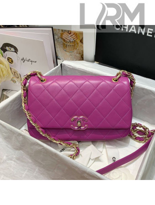 Chanel Quilted Lambskin Entwined Chain Large Flap Bag AS2319 Purple 2021