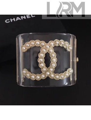 Chanel Resin Pearl CC Cuff Bracelet 01 2019