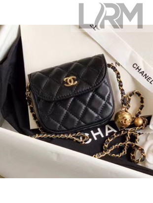 Chanel Quilted Lambskin Mini Flap Waist Bag with Metal Ball AP1461 Black 2020