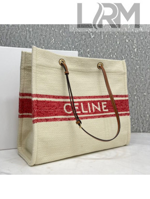 Celine Square Cabas Large Tote Bag in Soleil Inch Textile Red 2021