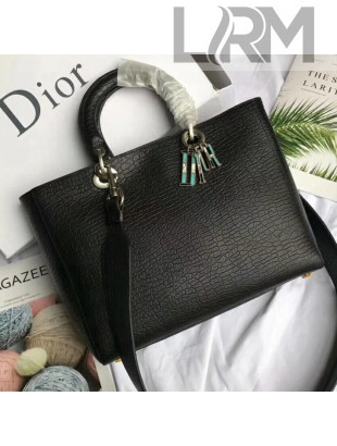 Dior Large Lady Dior Bag in Canyon Grained Lambskin Black 2018