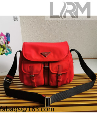 Prada Nylon Shoulder Bag 1BD225 Fire Red 2021