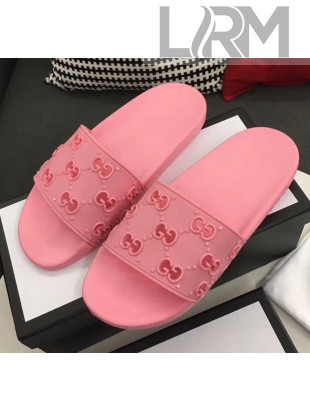 Gucci Rubber GG Slide Sandal 573922 Pink 2020(For Women and Men)