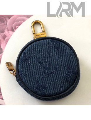 Louis Vuitton Monogram Denim Round Bag Charm & Key Holder M68291 Navy Blue 2019