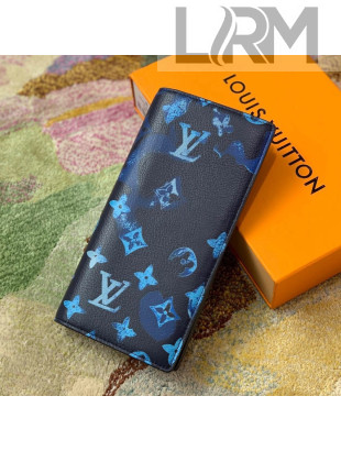 Louis Vuitton Brazza Wallet in Ink Blue Watercolor Leather M80465 2021