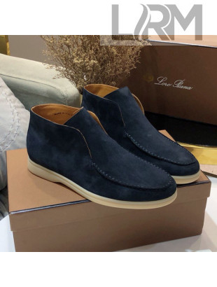 Loro Piana High-top Suede Flat Loafers Navy Blue 202024