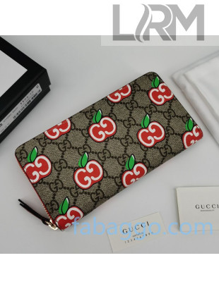 Gucci Chinese Valentine's Day GG Apple Zip Around Wallet 624880 Beige 2020