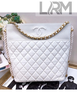 Chanel Crumpled Calfskin En Vogue Hobo Bag AS0076 White 2019
