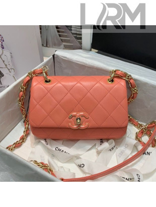 Chanel Quilted Lambskin Entwined Chain Small Flap Bag AS2317 Orange 2021