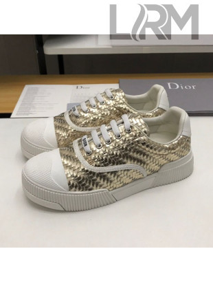 Dior D-Smash Woven Calfskin Sneakers Gold 2019