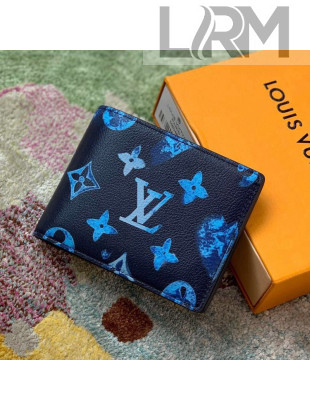 Louis Vuitton Slender Wallet in Ink Blue Watercolor Leather M80464 2021