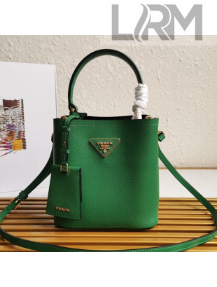 Prada Small Saffiano Leather Panier Bucket Bag 1BA217 Green 2020