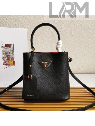 Prada Small Saffiano Leather Panier Bucket Bag 1BA217 Black 06 2020