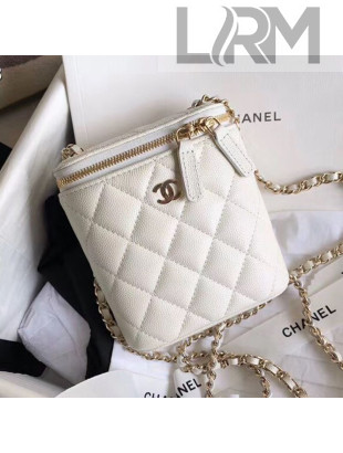 Chanel Quilted Calfskin Mini Vanity Case with Classic Chain AP1466 White 2020