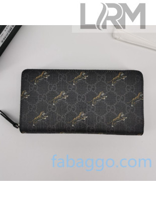 Gucci GG Zip Aroud Wallet with Tiger Print 575135 Black 2020