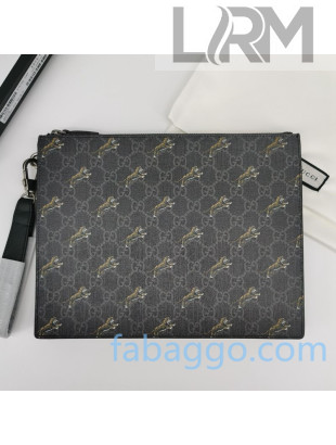 Gucci GG Pouch with Tiger Print 575136 Black 2020
