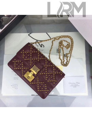 Dior Dioraddict Wallet on Chain Pouch In Studded Cannage Lambskin Burgundy 2018
