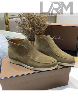 Loro Piana High-top Suede Flat Loafers Camel Brown 202023