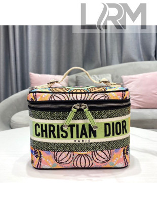 Dior DiorTravel Vanity Case Bag in Lights Embroidery Green/Pink 2021