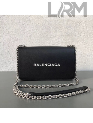 Balenciaga Calfskin Everyday Chain Wallet Bag Black