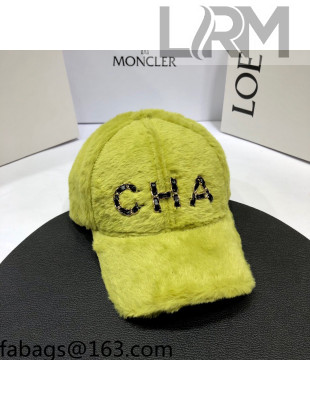 Chanel Rabbit Fur Baseball Hat Green 2021 110581
