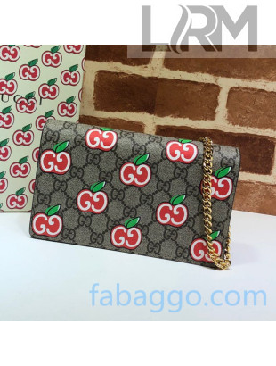 Gucci Chinese Valentine's Day GG Apple Chain Card Case Wallet 634275 Beige 2020